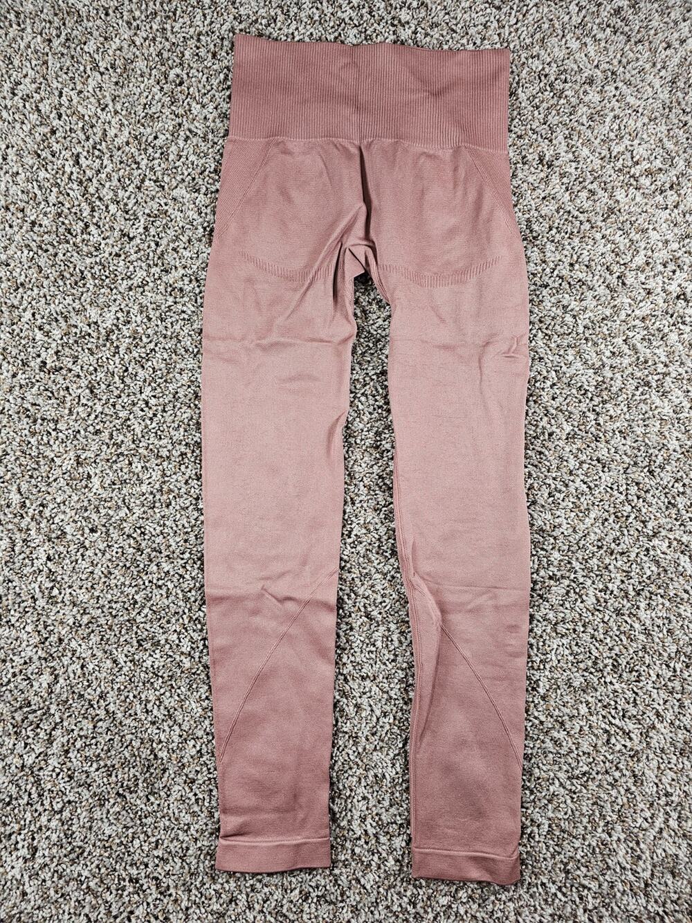 Fitably Womens Sz S Ankle Length Compression athletic Pants Dusty Rose Pink